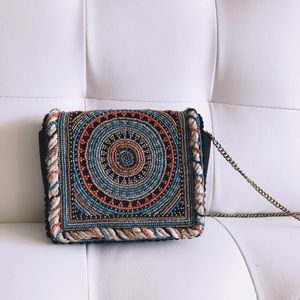 Canvas bead mini crossbody bag